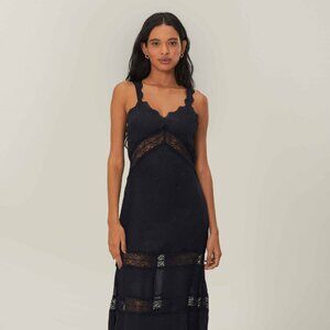 Black Sleeveless Lace Farm Rio Maxi Dress